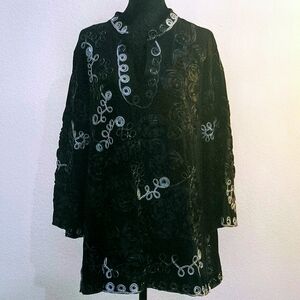 Investments Black Tunic with Silver Swirl Detail